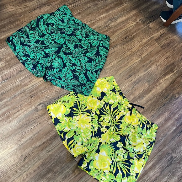 (2) Pair 3XL Big King Size brand Tropical Print Swim Shorts